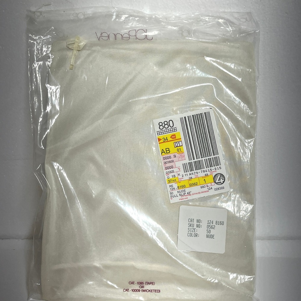 Vintage 90s JCPenney Full Slip 43" Nightgown Size 50 Nude Romantic Feminine NWT